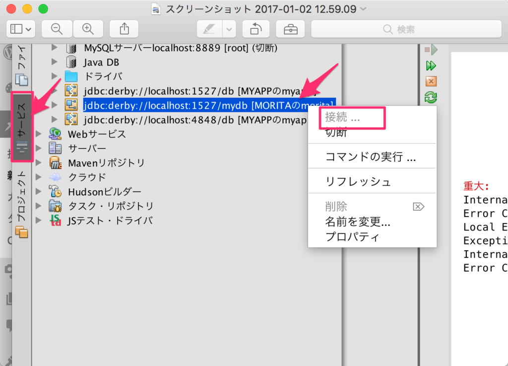 【NetBeans/glassFish】これが出たら。Exception [EclipseLink-4002 org.eclipse.persistence.exceptions.DatabaseException