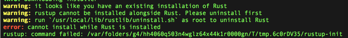 【Rust/rustup/multirust】uninstallしたい!「rustup cannot be installed alongside [Rust|multirust]. Please uninstall first」rustcが邪魔してrustupがinstallできない場合1つの方法