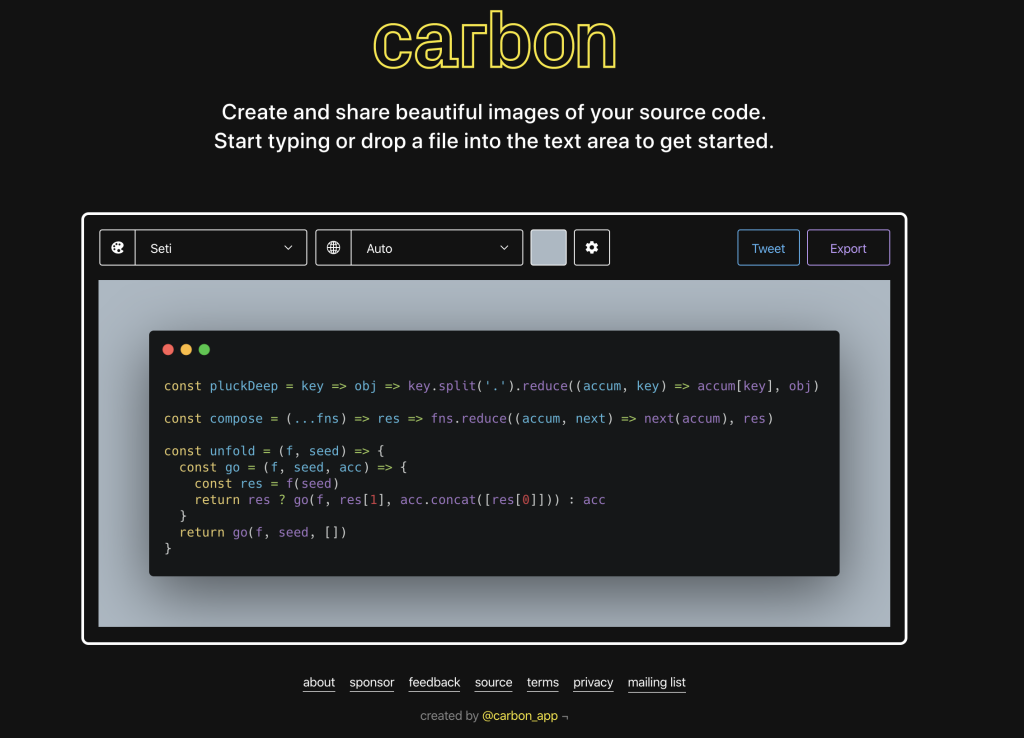 【いいね】「carbon」美しい画像でコードをシェアしてくれるサービス