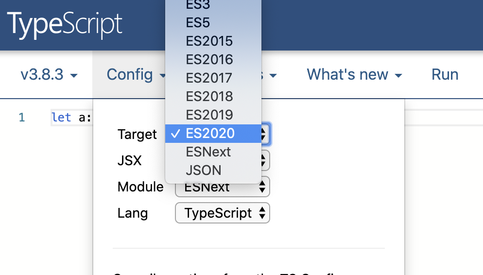 set ES2020: BigInt literals are not available when targeting lower than ES2020.