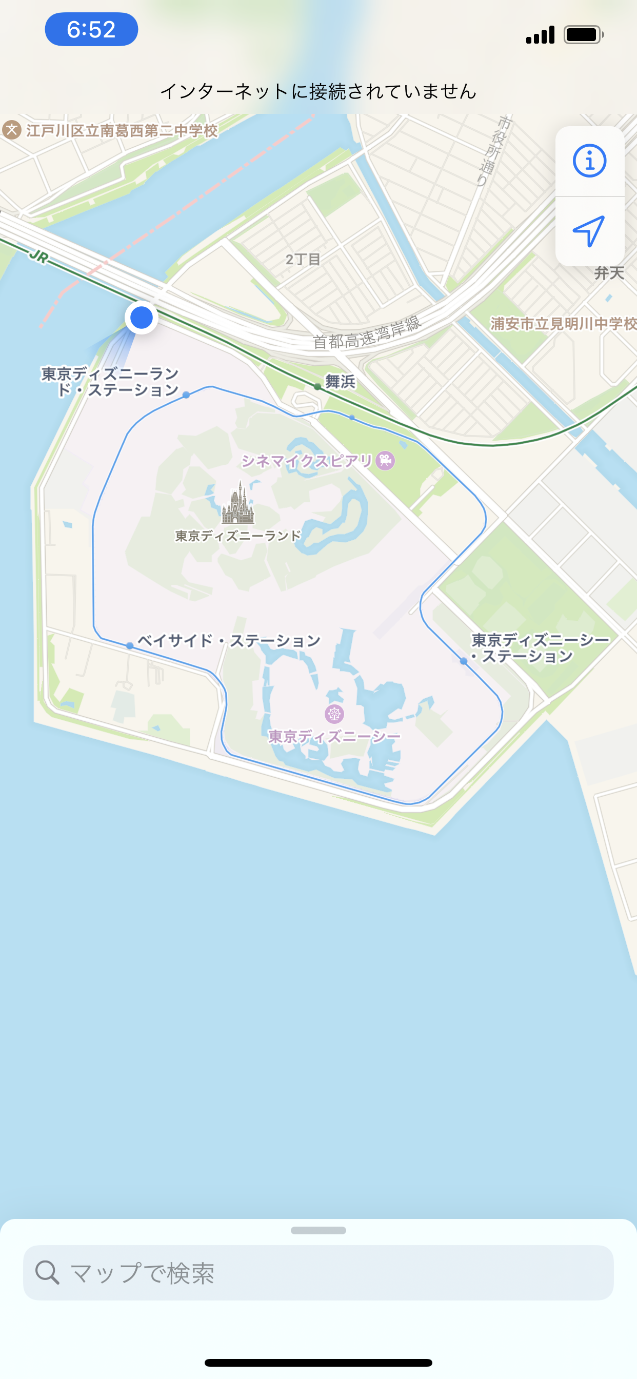 今地図上ではここ【気持ちいい！写真詳細解説】東京ディズニーシー・ホテルミラコスタからのランニング・ジョギングコース